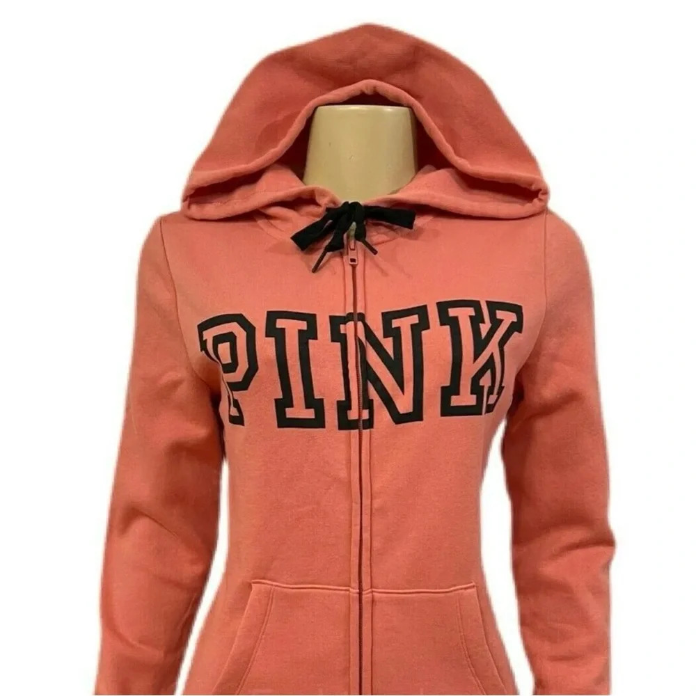 Victorias Secret PINK Everyday Lounge Perfect Full Zip Hoodie XSmall Dusty Coral - Picture 4 of 10